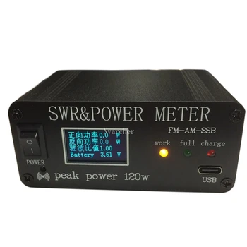 1.8 Mhz-50 MHz 0.5 W-120 W SWR HF Kısa Dalga Ayakta Dalga Ölçer SWR Ve Güç Ölçer + Pil + OLED FM AM CW SSB