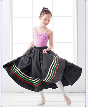 1 adet / grup ingiltere tarzı çocuk bale dans uzun etek kız dans etek renkli kurdele ile