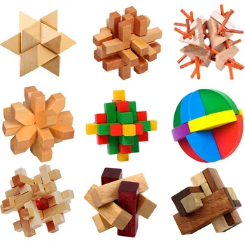 1 ADET Luban Kilit Çin Geleneksel Oyuncak Benzersiz 3D Ahşap Bloklar Klasik Entelektüel Ahşap Küp eğitici oyuncak seti