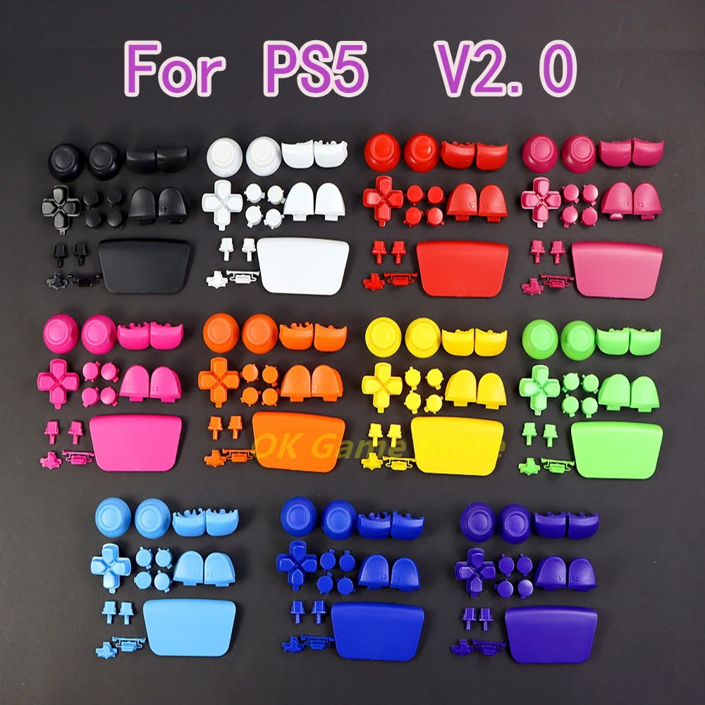 1 takım Düz Renk Tam Düğme PlayStation 5 İçin V2. 0 D-pad R1 L1 R2 L2 Yön Tuşu ABXY Düğmeler Joystick Kap PS5 Denetleyici - 0