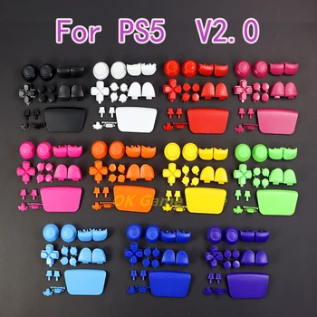 1 takım Düz Renk Tam Düğme PlayStation 5 İçin V2. 0 D-pad R1 L1 R2 L2 Yön Tuşu ABXY Düğmeler Joystick Kap PS5 Denetleyici