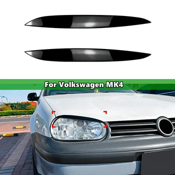 1 Çift Siyah Araba Farlar Kaş Göz Kapakları ayar kapağı Volkswagen MK4 Golf 4 Araba Çıkartmaları Göz Kapakları ayar kapağı