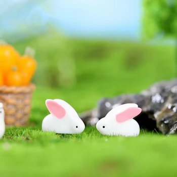 10 Adet Sevimli Mini Tavşan Figürü Güzel Minyatür Hayvan DIY Peri Bahçe Yosun Teraryum Reçine Süslemeleri Kazık Zanaat