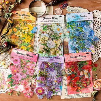 100 adet Taze Tarzı Çiçekler Koleksiyonu Çıkartmalar Vintage Önemsiz Dergisi Efemera Estetik Çıkartmalar Albümü Scrapbooking Malzemesi