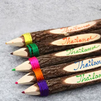 12 Adet / takım Doğal Ahşap Dalları Şekilli Renkli Kalemler Çevre Dostu Çizim renkli kurşun kalem Kırtasiye Ofis Okul Malzemeleri