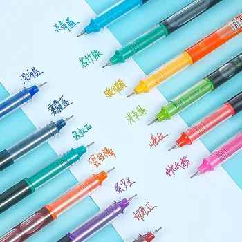 12 Renk Düz sıvı Jel Kalem Çabuk kuruyan Büyük kapasiteli Renkli Jel Kalemler 0.5 mm Tükenmez Kalemler Okul ofis Kırtasiye