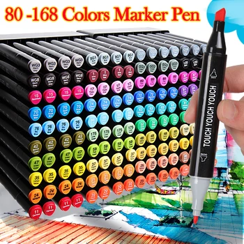 168 renkli vurgulayıcı işaretleyici kalem seti çift başlı işaretleyici kalem komik sanat boyama kroki grafiti suluboya Kore kırtasiye