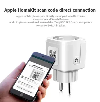 16A HomeKit Akıllı Fiş AB WiFi Priz Zamanlayıcı Programı üzerinden Uzaktan Ses Kontrolü Siri Alexa Google Asistan SmartThings