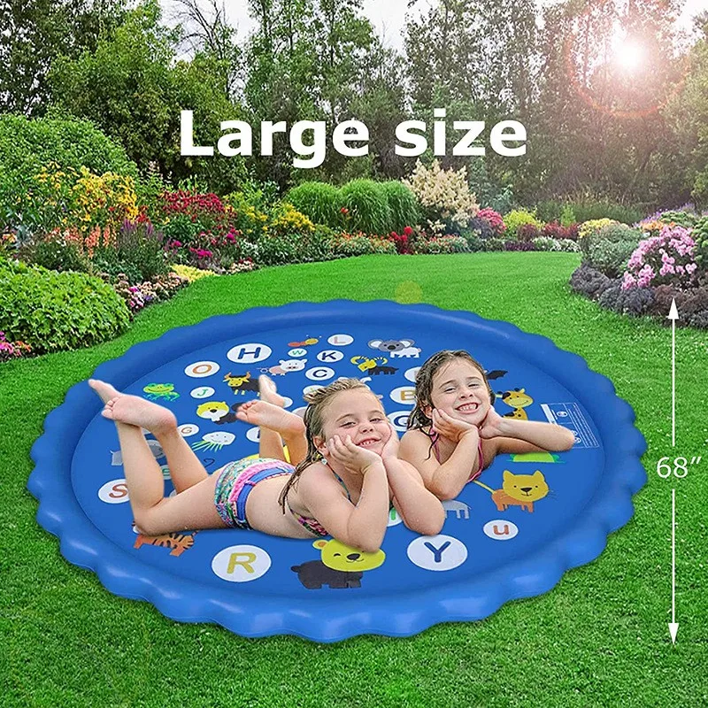 170cm Yaz Bahçe Açık Plaj Pet Köpek Çocuklar İnteraktif Oyun Yağmurlama Yüzme Havuzu Sıçrama Şişme Ped soğutma matı - 1