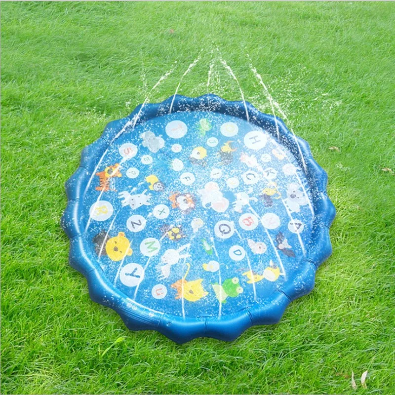 170cm Yaz Bahçe Açık Plaj Pet Köpek Çocuklar İnteraktif Oyun Yağmurlama Yüzme Havuzu Sıçrama Şişme Ped soğutma matı - 3