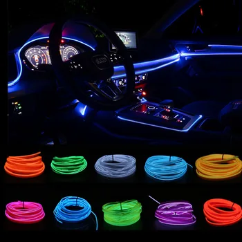 1M Araba LED iç mekan LED şeridi esnek LED Neon ışık dekorasyonu Garland lisanslama plakası Tel halat boru Hattı USB Sürücüsü İle DIY