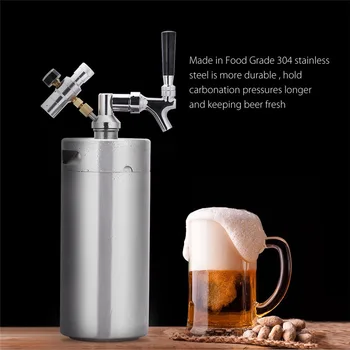 2/3. 6 L Mini Paslanmaz Çelik Bira Demlemek Fıçı Musluk Basınçlı Ev Bira al yapımı bira otomatı Growler Mini Bira Fıçısı Sistemi