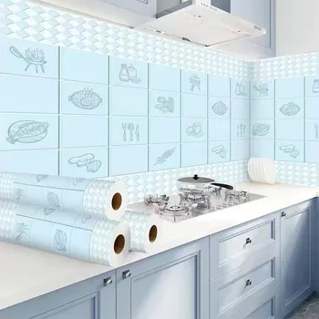 2000 CM * 60 CM Yapışkanlı Duvar Kağıdı Mutfak Yağa Dayanıklı Termostabilite Çıkartmalar Kabine Soba Kiremit Su Geçirmez Kalıp Geçirmez Ücretsiz Kargo