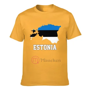 2022 Estonya haritası bayrağı Ülke Erkek Kadın T Shirt streetwear tişört Hip Hop Pamuk Tees Tops