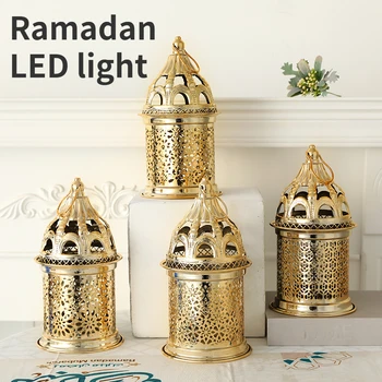 2023 Ramazan LED Lamba Dekorasyon Altın Müzik Demir Kule Cami Ramazan Bayramı Mübarek Sıcak Masa Üstü Tatil Partisi Ev Dekorasyon