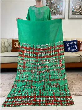 2023 Yaz Afrika Pamuk Abaya Baskı Çiçek Kısa Kollu 2 Parça Gevşek Tarzı Dashiki Dubai Uzun kadın elbiseleri Büyük Eşarp