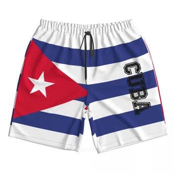 2023 Yaz Polyester Küba Ülke Bayrağı 3D Baskılı erkek Kurulu Şort Plaj Cep Koşu yazlık pantolonlar