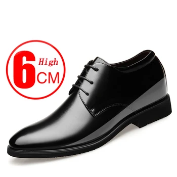 2023 Yeni erkek İnek Derisi Elbise Ayakkabı Boyutu 38-44 6CM Artan İngiliz Deri Ofis Ayakkabı Erkek Yüksekliği Deri Ayakkabı