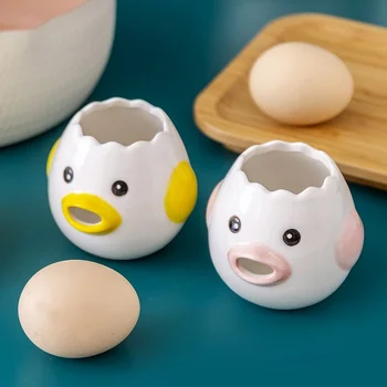 2023 Yumurta Beyaz Ayırıcı Sevimli Tavuk Seramik Yumurta Sarısı Protein Ayırıcı Yumurta Süzgeç Mutfak Aracı Pişirme Aksesuarları Yumurta Rafı
