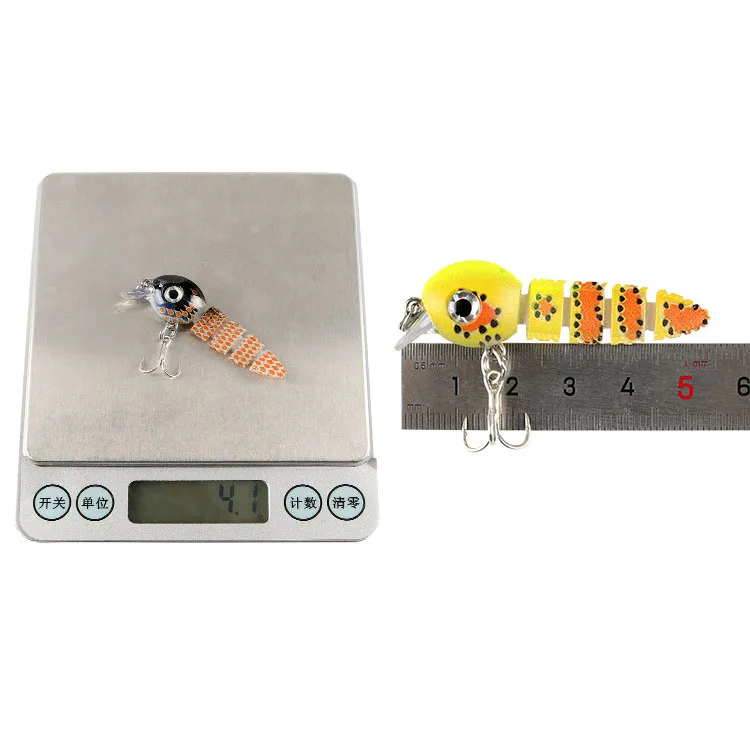 3.9 g / 5.5 cm Mini Çok Eklemli Swimbait Balıkçılık Cazibesi 5 Segment Böcek Esnek Batan Swimbait Biyonik Crankbait Mücadele - 5