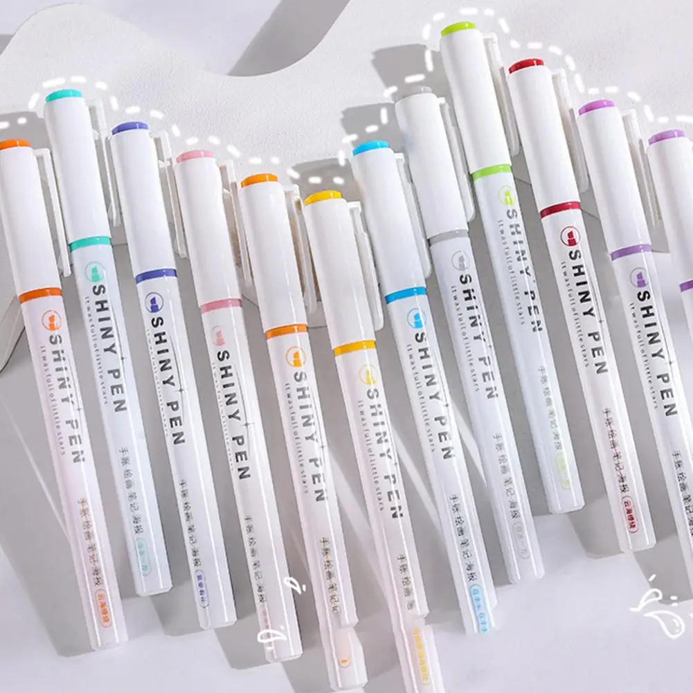 4 Renk Güzel Glitter Vurgulayıcı Kalem Seti Floresan İşaretleyiciler Fosforlu Kalemler resim kalemi Japon Kawaii Kırtasiye - 2