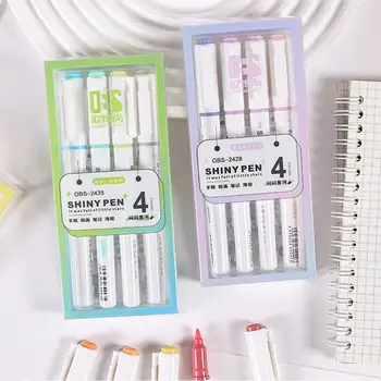 4 Renk Güzel Glitter Vurgulayıcı Kalem Seti Floresan İşaretleyiciler Fosforlu Kalemler resim kalemi Japon Kawaii Kırtasiye