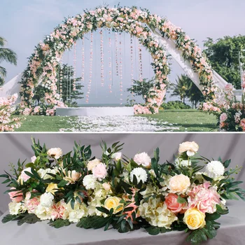 50/100cm özel düğün çiçek duvar düzenleme malzemeleri ipek şakayık yapay çiçek sıra dekor düğün için demir kemer zemin