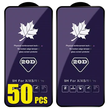 50 adet 20D Temperli Cam 9H Anti Mavi Işın Kapak Ekran Koruyucu Film iPhone 14 Pro Max 13 Mini 12 11 XS XR X 8 7 6 Artı SE