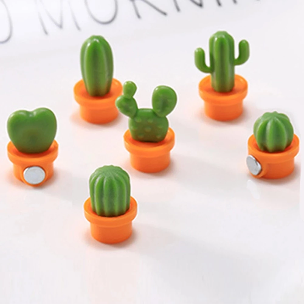 6 Adet / takım 3D Sevimli Etli Bitki Mıknatıs Mesaj Sticker Mutfak buzdolabı mıknatısı Düğme Kaktüs dekorasyon aksesuarları - 3