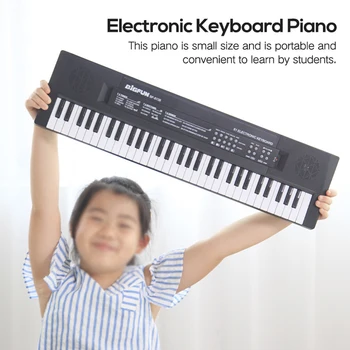61 Tuşları Dijital Müzik Elektronik Klavye Çocuklar için Çok Fonksiyonlu Elektrikli Piyano Öğrenci Mikrofon Fonksiyonu Enstrüman
