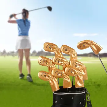 9 Adet Golf Demir Kapakları Çoğu Ütüler Kalın Sarılmış Golf Kulübü Headcovers