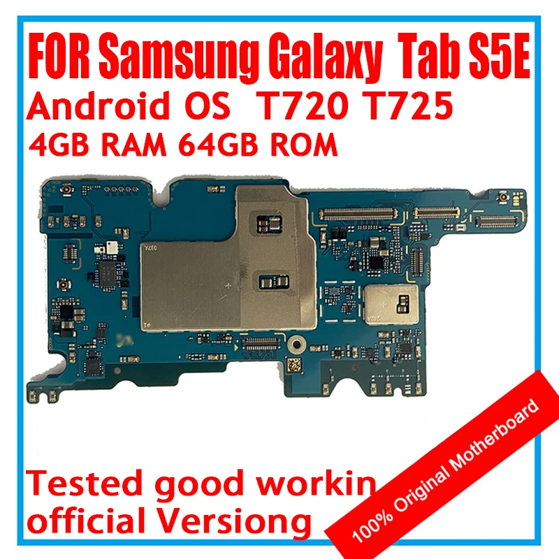 AB Versiyonu Samsung Galaxy Tab İçin S5E SM-T720 T720 T725 64GB Anakart Anakart Mantık Kurulu Devre Kartı Ücreti Flex Kablo - 0