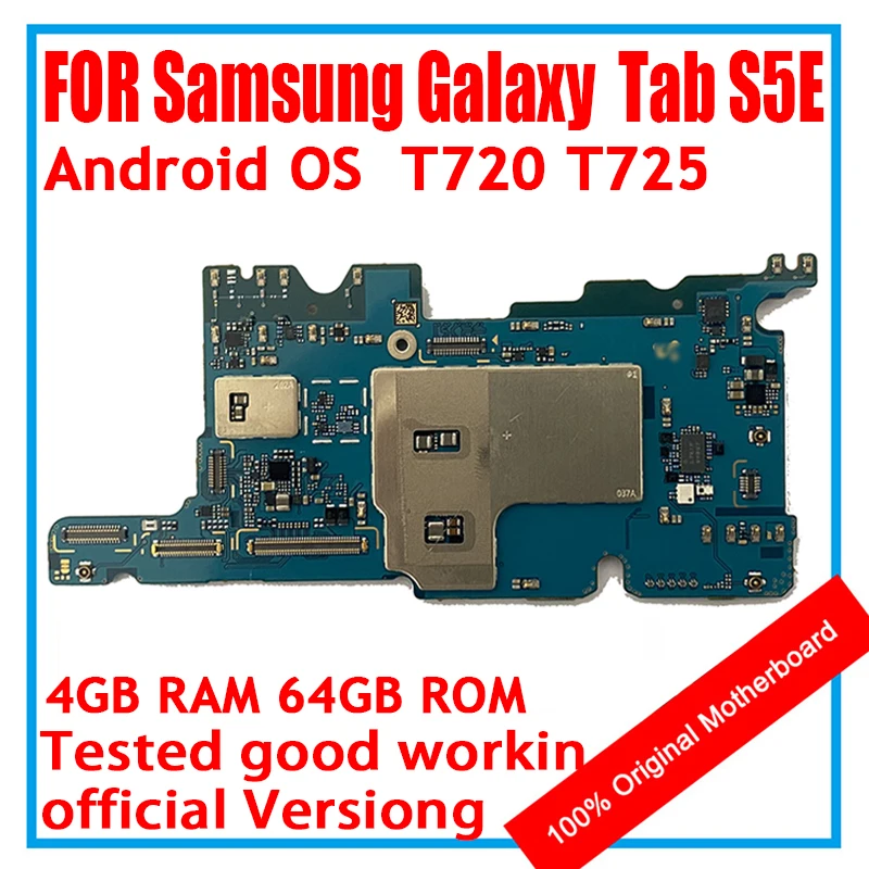 AB Versiyonu Samsung Galaxy Tab İçin S5E SM-T720 T720 T725 64GB Anakart Anakart Mantık Kurulu Devre Kartı Ücreti Flex Kablo - 1