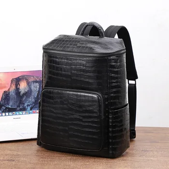 AETOO Yeni erkek sırt çantası kafa katman dana timsah desen sırt çantası iş seyahat bilgisayar sırt çantası deri sırt çantası