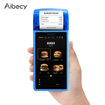 Aibecy el POS makbuz yazıcısı Android 7.0 PDA Terminali 1D / 2D / QR Barkod Tarayıcı 3G WiFi BT İletişim Restoran için