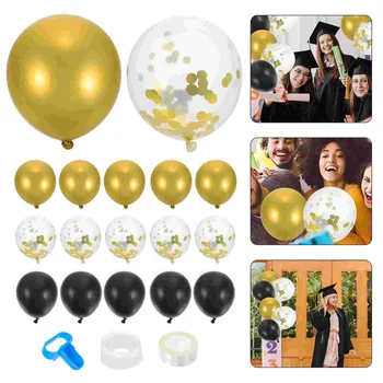 Altın balonlar Grad parti mezuniyet dekorasyon siyah malzemeleri temalı süsleme Zinciri