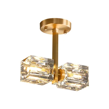 Altın Kristal Avize Bakır Asılı yatak odası için lamba Vestiyer Banyo Lüks aplikleri ışıkları ayna duvar Lambası koridor