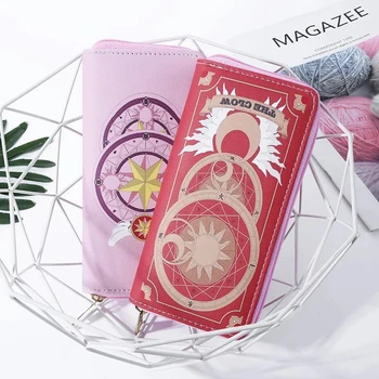 Anime Card Captor SAKURA Cüzdan Palyaço Kartı Uzun PU Deri Fermuarlı bozuk para cüzdanı Çanta Kawaii Kız Hediye