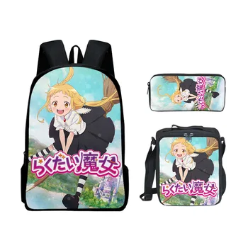Anime Kayıp Cadı Sırt Çantası 3psc / set İlköğretim Ortaokul Öğrencileri Erkek Kız Schoolbag Crossbody Çanta Kalem Kutusu seyahat sırt çantası