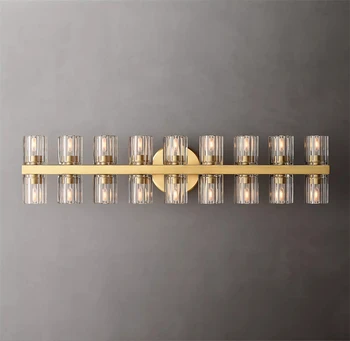 Aplik Lineer Modern led duvar lambası Lüks Pirinç İç Aplik Aydınlatma Armatürü Temizle Kristal Bardak Lamba Oturma Odası için