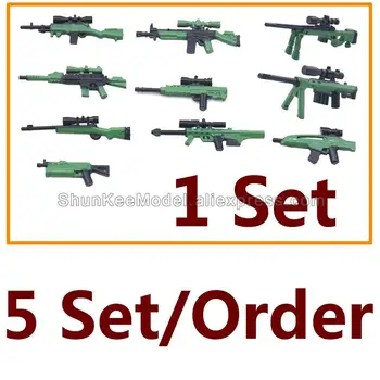 Askeri Silah Makineli Tüfek Tüfek Tabanca Mega Modeli Yapı Taşları Oyuncak DIY Set Lot Aksiyon Figürleri Monte Tuğla Yeşil