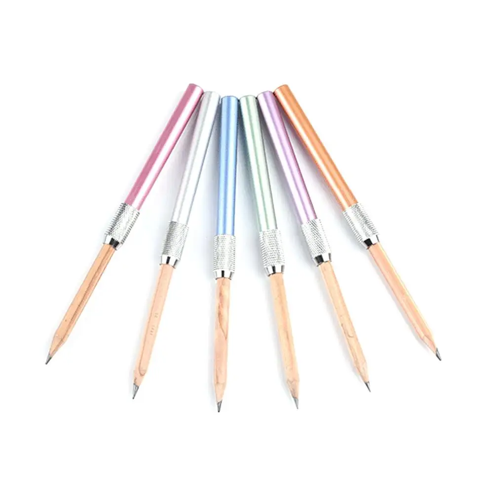 Ayarlanabilir Tek / Çift Kafa Kalem Genişletici Tutucu Metal / Ahşap uzatma çubuğu Yuvarlak / Üçgen / Altıgen Kalemler Bağlantı Kalemlik - 4
