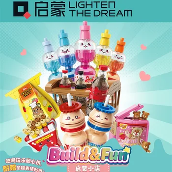 Aydınlanma şeker kalp bal dil kız yapı taşları mutlu fast food montaj oyun evi oyuncaklar çocuk hediyeler için