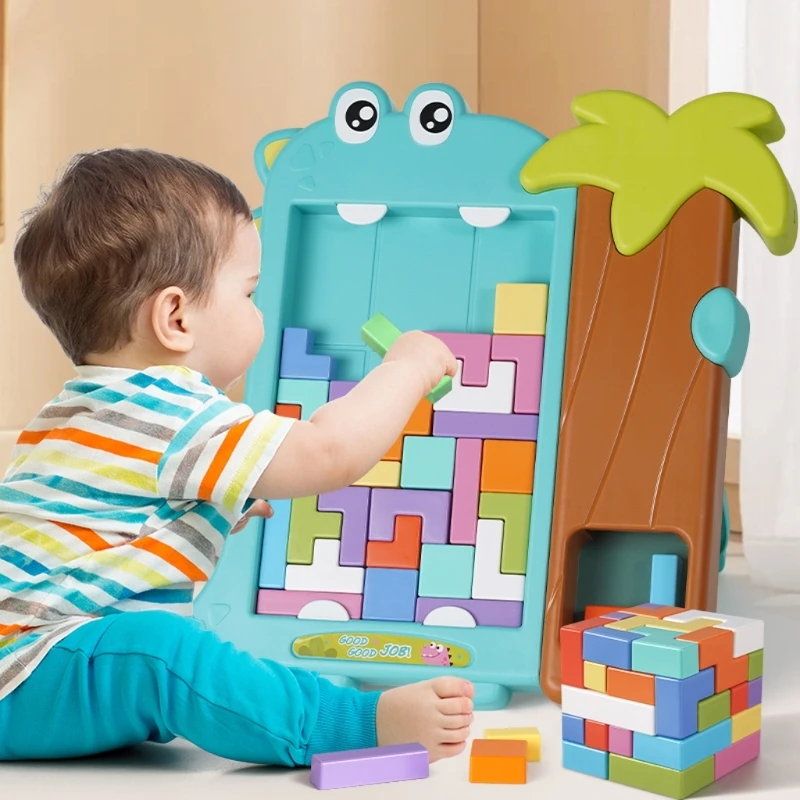 B2EB Blokları Bulmaca Zeka Oyunları Oyuncak Tangram Rus Blokları Çözme Bulmaca Kurulu Oyunu Montessori KÖK eğitici oyuncak - 1