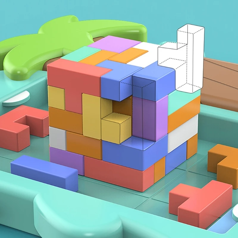 B2EB Blokları Bulmaca Zeka Oyunları Oyuncak Tangram Rus Blokları Çözme Bulmaca Kurulu Oyunu Montessori KÖK eğitici oyuncak - 3