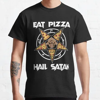 Baphomet Hediyeler Kadın Pentagram Lucifer Yemek Pizza Dolu Şeytan T-Shirt erkek t shirt rahat şık erkek şampiyonu t shirt