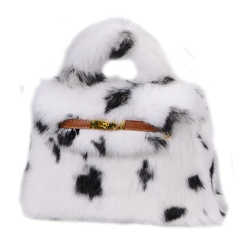 Bayan Kış çanta Kızlar Çanta Hayvan Kürk Gerçek Tavşan Kürk el çantası Kadınlar için