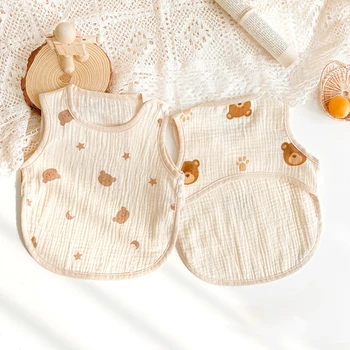 Bebek Göbek Cep 4 katmanlı Pamuklu Bebek Önlükler Nefes Mendil Yumuşak Besleme Önlüğü Lif Göbek Koruyucuları Giysileri 0-2 yıl