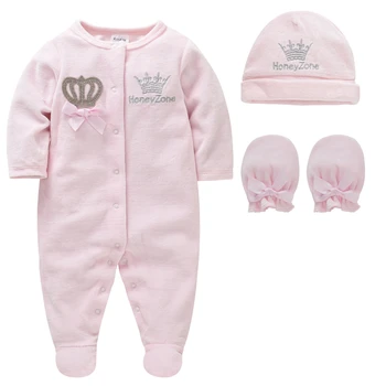 Bebek Kız Giysileri Set Erkek Pijama bebe fille Şapka Eldiven Pamuk Nefes Yumuşak ropa bebe Yenidoğan Uyuyanlar Bebek Pijama