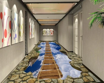 beibehang Özel kişiselleştirilmiş duvar kağıdı geçit showroom oturma odası gökyüzü ahşap köprü 3D zemin boyama duvar kağıdı duvarlar için 3 d